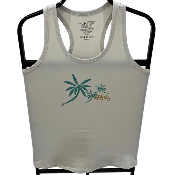 Huk Performance Fabrics Women's MD Palm Tree Print Racerback Tank Top - Picture 1 of 4